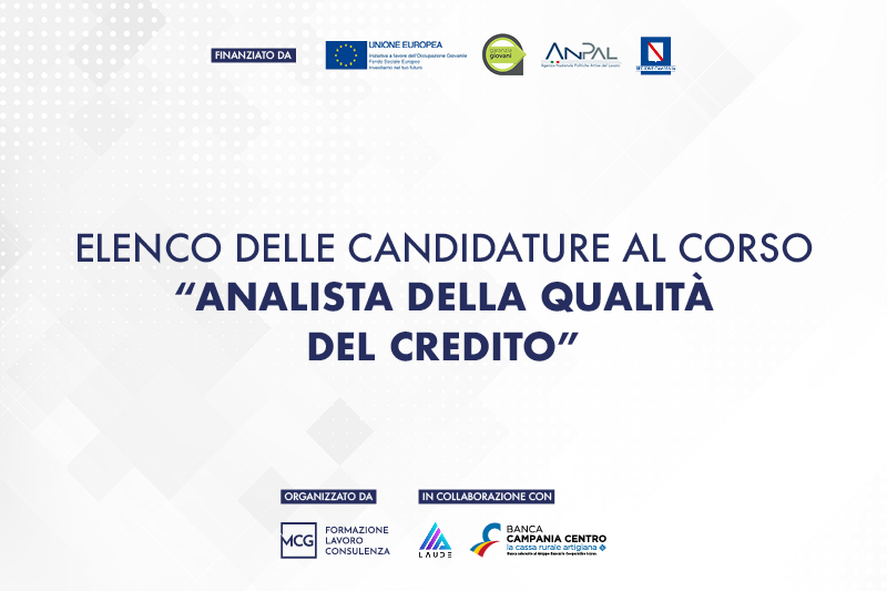 Elenco delle candidature al corso “Analista della qualità del credito”