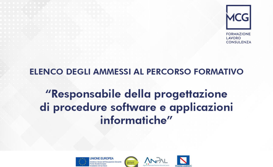 Elenco ammessi al corso "Responsabile della progettazione di procedure software e applicazioni informatiche"